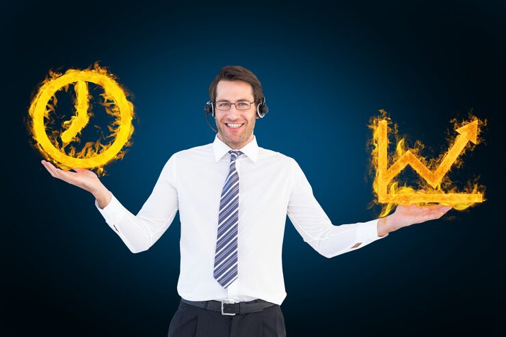 man with clock graph fire