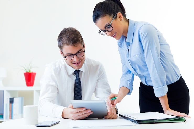 business people working office with digital tablet